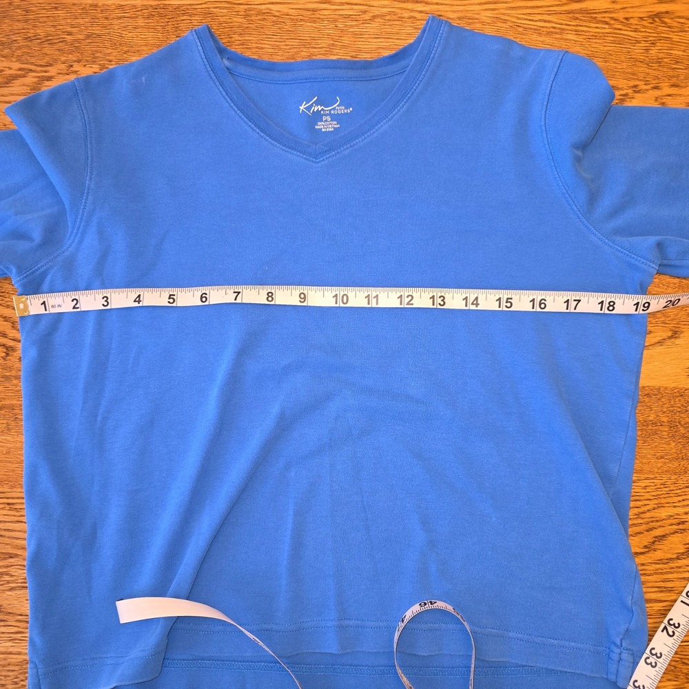 Kim‎ Rogers Petite Small Royal Blue V-Neck 3/4 Sleeve 100% Cotton Knit Top - Picture 7 of 12